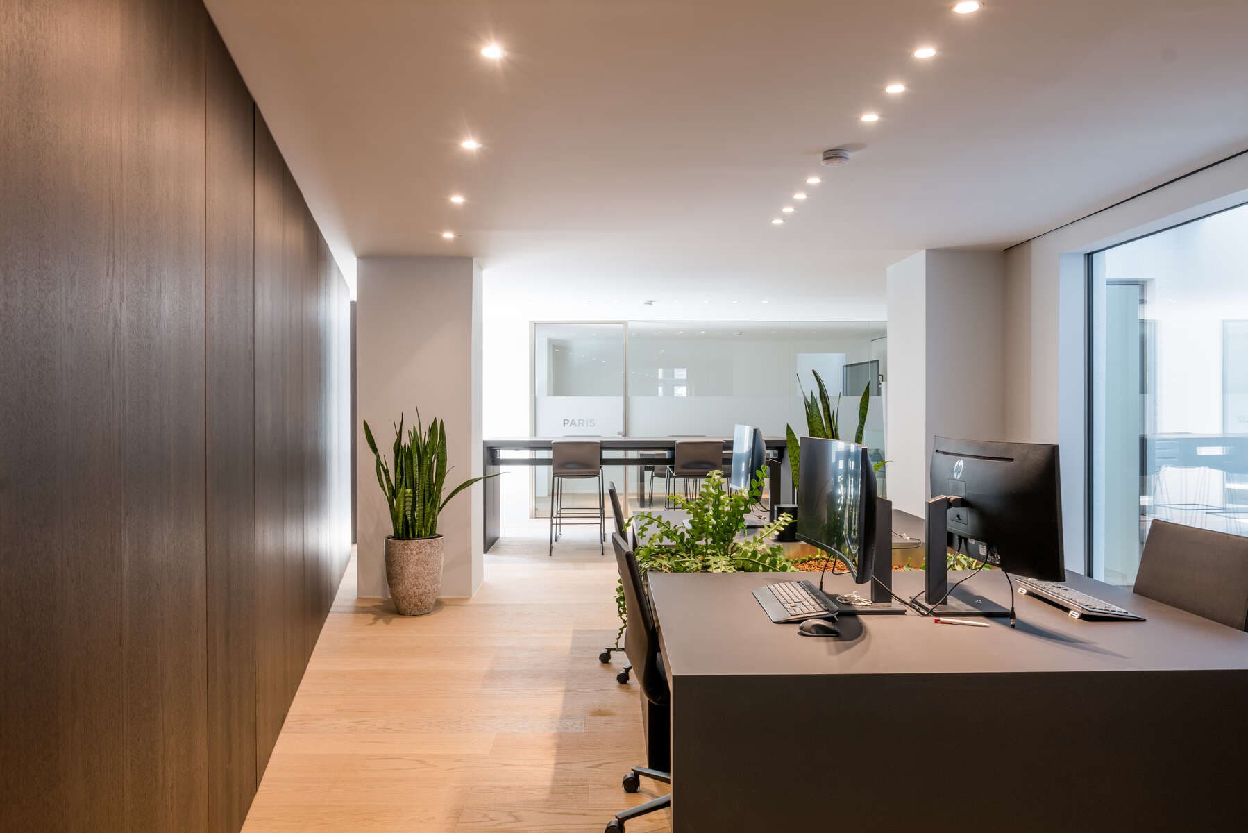 Acoustic stretch ceiling in an open-plan office